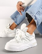  Adidași Albi Decorați cu Inserații Colorate și Metalice pe Talpă Groasă Oplevia