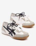  Adidași Albi decorați cu model geometric și cu șiret dublu Hirozi