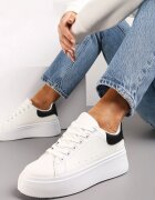  Adidași Albi-Negri cu talpă groasă Yarna