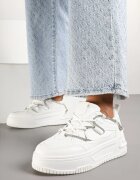  Adidași Albi pe Platformă cu Curea cu Zirconii Aneolin
