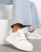  Adidași Albi pe Platformă cu Curea cu Zirconii Aneolin