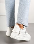  Adidași Albi pe Platformă cu Curea cu Zirconii Aneolin