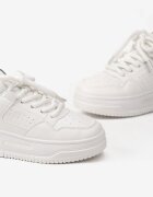  Adidași Albi pe Platformă cu Șireturi Late Viletra