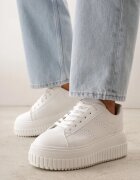  Adidași Albi pe Platformă Decorați cu Perforații Eleainna