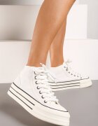  Adidași Albi pe Platformă înalți cu șireturi groase Effime