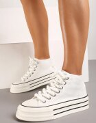  Adidași Albi pe Platformă înalți cu șireturi groase Effime