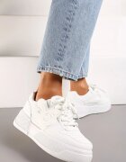  Adidași Albi pe platformă joasă cu ornament în relief de iris