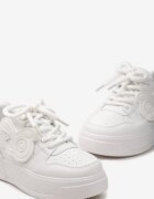  Adidași Albi pe platformă joasă cu ornament în relief de iris