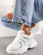  Adidași albi pe Talpă Masivă Decorați cu Sclipici Thirlas