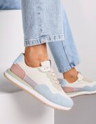  Adidași Albi și Albaștri Decorați cu Inserții din Imitație de Piele Fayela