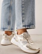  Adidași Aurii Cu șireturi Decorați Cu inserții Din material Eanfla
