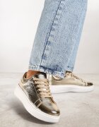  Adidași Aurii Metalici Vices cu Talpă Plată Syliel