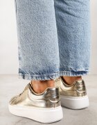  Adidași Aurii Metalici Vices cu Talpă Plată Syliel