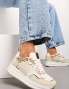  Adidași Bej cu platformă joasă cu inserții de sclipici Quinnes