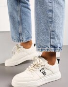  Adidași bej cu șireturi din piele ecologică cu aplicație decorativă și perforații Vetria