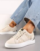  Adidași bej cu șireturi din piele ecologică cu împletitură și inserție metalică Josephina