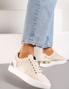  Adidași bej cu șireturi din piele ecologică cu împletitură și inserție metalică Josephina