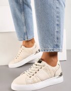  Adidași bej cu șireturi din piele ecologică cu împletitură și inserție metalică Josephina