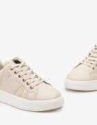 Adidași bej cu șireturi din piele ecologică cu împletitură și inserție metalică Josephina
