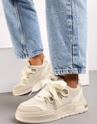  Adidași bej cu Talpă Groasă și Șireturi Decorative Zeldema