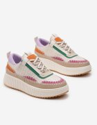  Adidași bej de tweed cu platformă cu cusături Orilenes