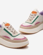  Adidași bej de tweed cu platformă cu cusături Orilenes