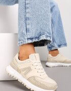  Adidași bej decorați cu zirconii pe talpă cu decupaje Larzive