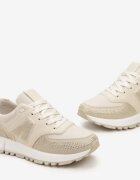  Adidași bej decorați cu zirconii pe talpă cu decupaje Larzive