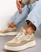  Adidași bej închis din tweed pe platformă cu cusătură Orilenes