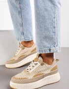  Adidași bej închis din tweed pe platformă cu cusătură Orilenes
