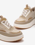  Adidași bej închis din tweed pe platformă cu cusătură Orilenes