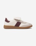  Adidași bej și bordo cu șireturi plați cu model geometric Felilva