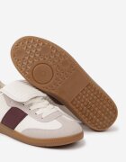  Adidași bej și bordo cu șireturi plați cu model geometric Felilva
