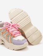  Adidași bej și violet cu șireturi cu platformă decorați cu sclipici Ewla