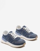  Adidași bleumarin din blugi cu inserții aurii și cusături decorative Anilema