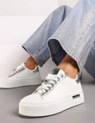  Adidași Casual Alb-Argintii cu platformă decorați cu zirconii și inserții metalice Primaria