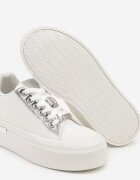  Adidași Casual Alb-Argintii cu platformă decorați cu zirconii și inserții metalice Primaria