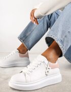  Adidași casual alb-roz cu pandantiv ursuleț Ulevidia
