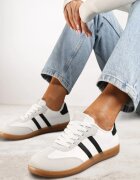  Adidași Casual Albi din piele întoarsă ecologică cu talpă plată Pemeriana