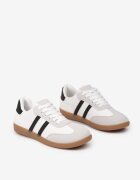  Adidași Casual Albi din piele întoarsă ecologică cu talpă plată Pemeriana