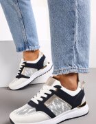  Adidași Cu șireturi Alb-Bleu marin Cu litere imprimate Dandia