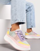  Adidași cu șireturi roz-mov cu platformă Dimakis