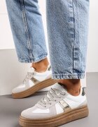  Adidași Gri-Alb cu Talpă Groasă cu Cusături Decorative Ysdole
