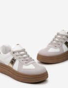  Adidași Gri-Alb cu Talpă Groasă cu Cusături Decorative Ysdole