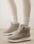  Adidași Gri pe Platformă cu Blană și Aplicație Strălucitoare Irithnae