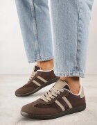  Adidași Maro Casual din piele întoarsă ecologică cu talpă plată Pemeriana