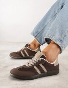  Adidași Maro Casual din piele întoarsă ecologică cu talpă plată Pemeriana