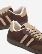  Adidași Maro Casual din piele întoarsă ecologică cu talpă plată Pemeriana