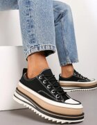  Adidași Negre cu Platformă Decorativă cu Șireturi Moonoria