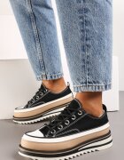  Adidași Negre cu Platformă Decorativă cu Șireturi Moonoria